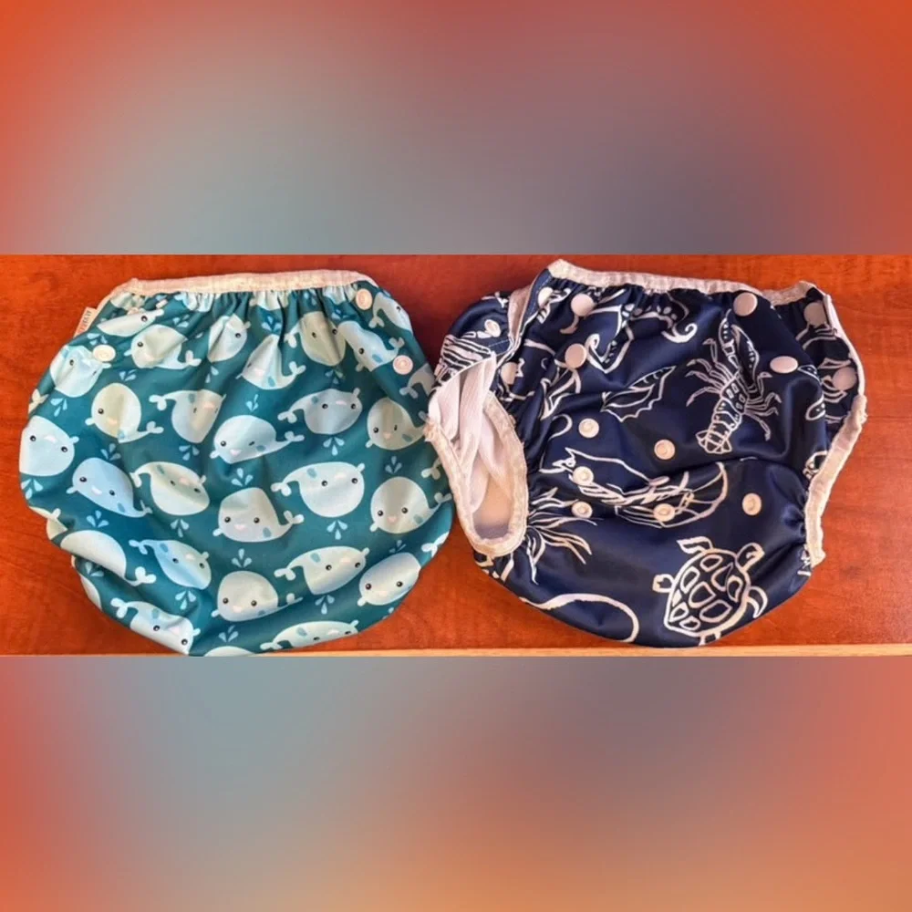 Ocean Print Kids Diaper Covers - Teal and Navy